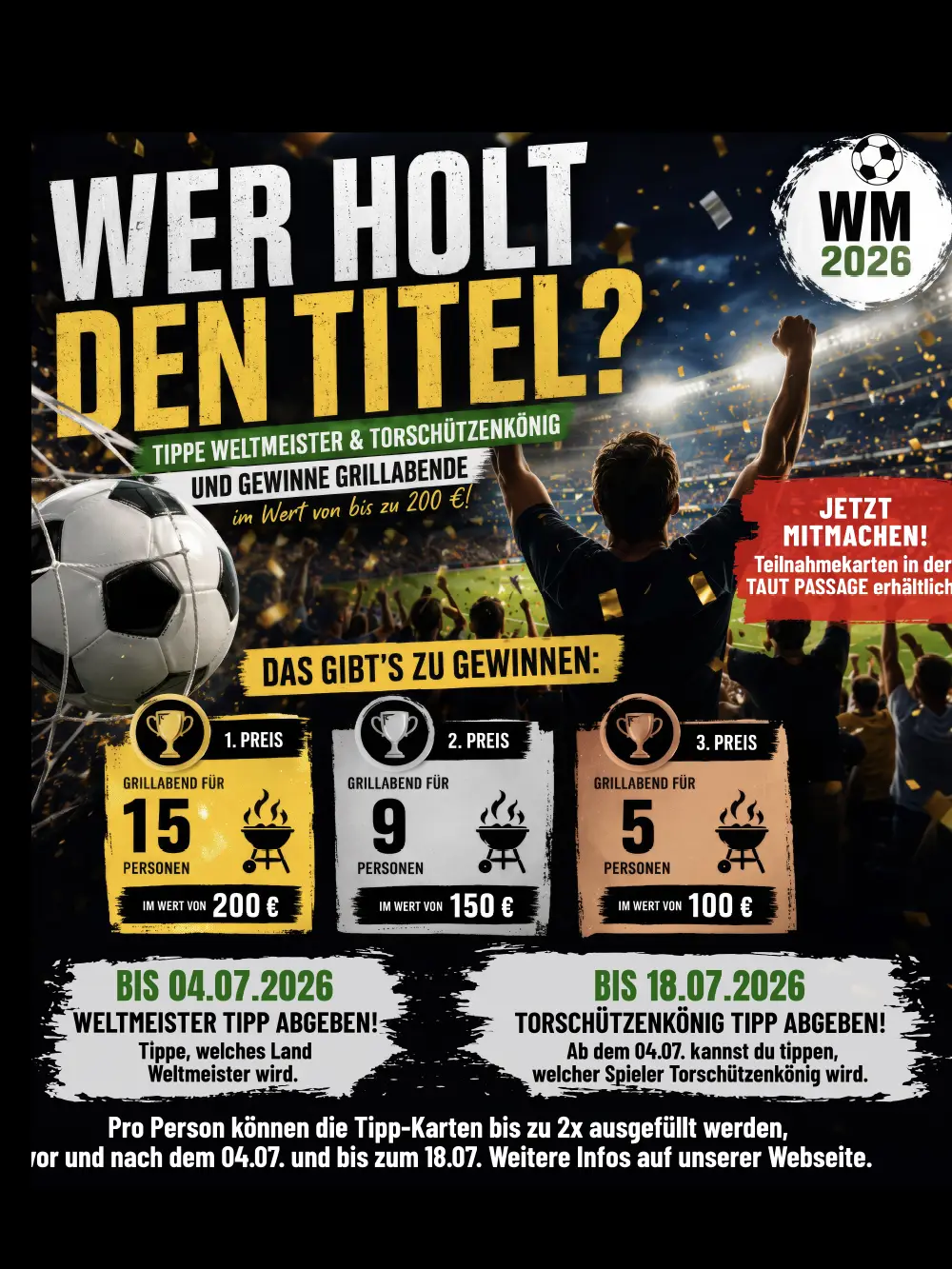WM-Gewinnspiel 2026 in der TAUT PASSAGE: Mitfiebern, tippen und gewinnen! ⚽🏆